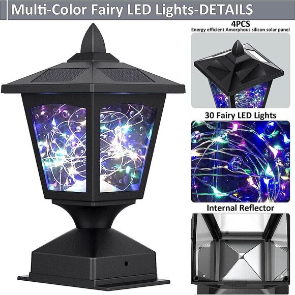 30 Pcs Colorful LED, 4  Silicon Solar Panels, fit 4x4 6x6 Wooden Posts 2 pack - Picture 4 of 6